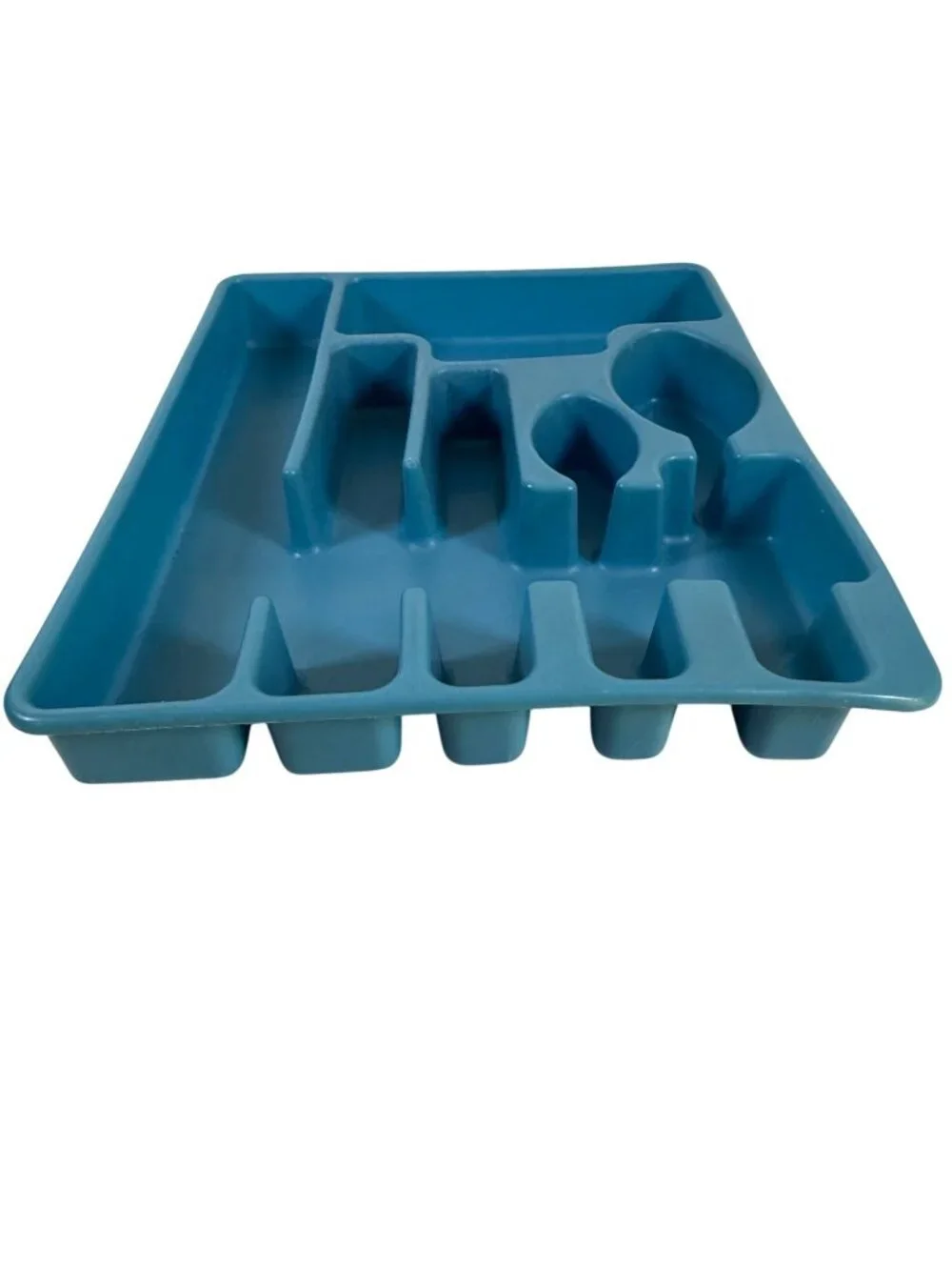 Vintage Rubbermaid Blue Plastic Silverware Drawer Organizer Tray 6 Compartment